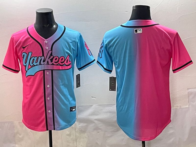 Men 2025 New York Yankees Blank Blue pink Game Nike MLB Jersey style 002->new york yankees->MLB Jersey